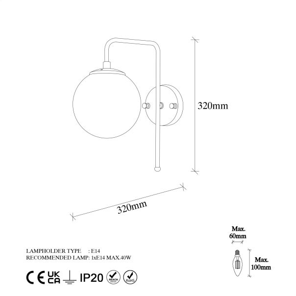 OPVIQ Zidna lampa Viran 10940, zlatna - EP3007294