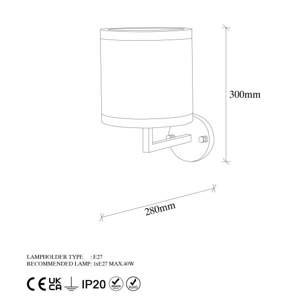 OPVIQ Zidna lampa Way 11610, zlatna/krem - EP3007363