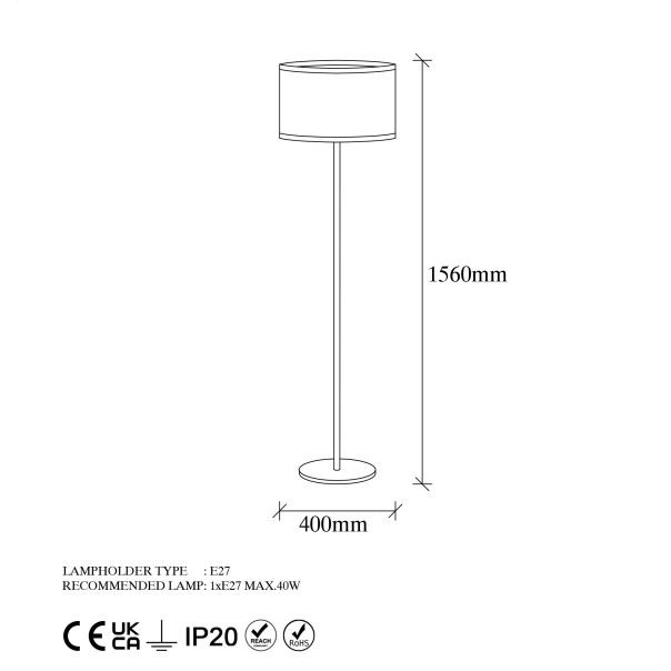 OPVIQ Podna lampa Way 11613, crna/bela - EP3007561