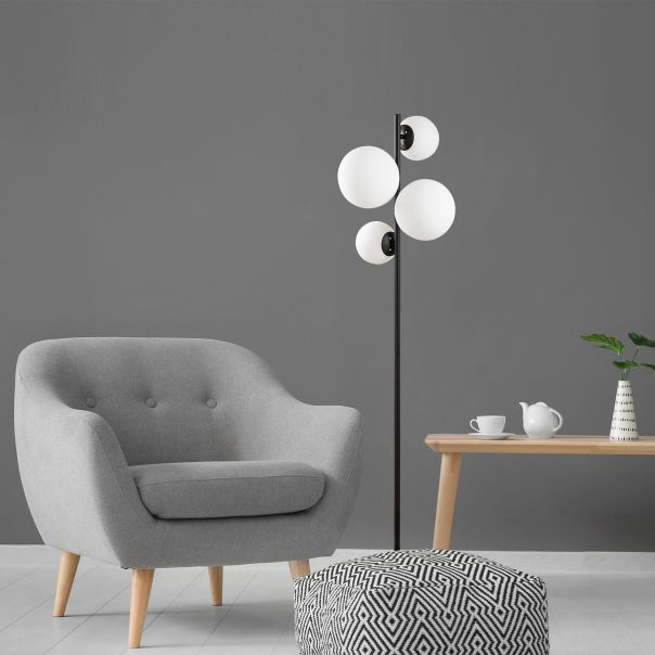 OPVIQ Podna lampa Fazli 10521, crna/bela - EP3007564