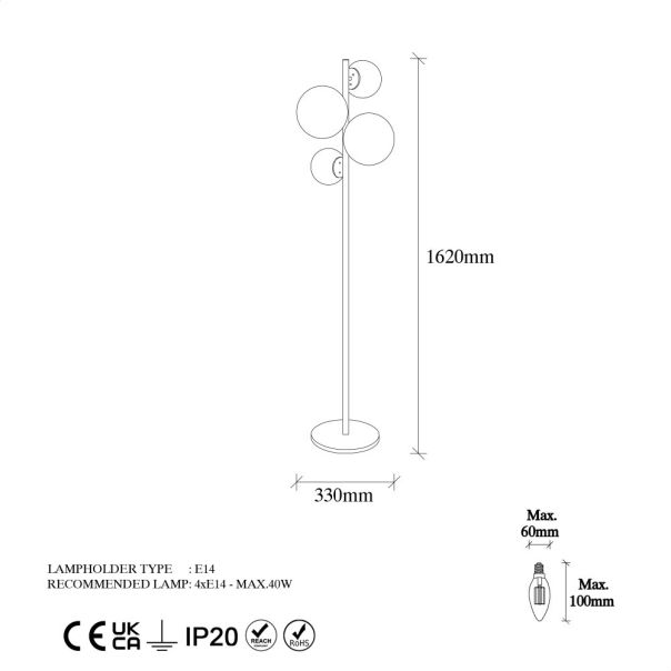 OPVIQ Podna lampa Fazli 10521, crna/bela - EP3007564