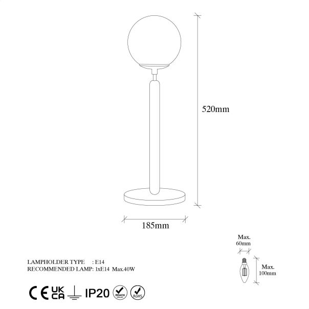 OPVIQ Stona lampa King 11461, crna/bela - EP3006700