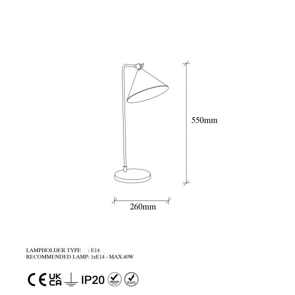 OPVIQ Stona lampa Konika 12266, zlatna - EP3006721