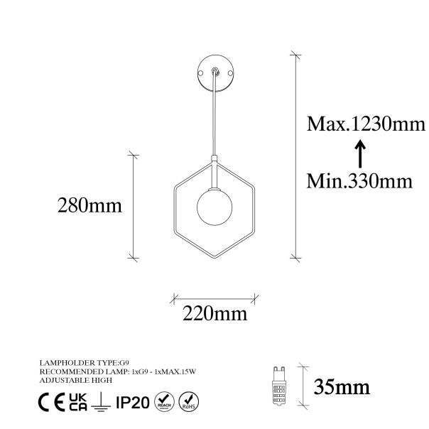 OPVIQ Zidna lampa Geometri 11105, crna - EP3006928