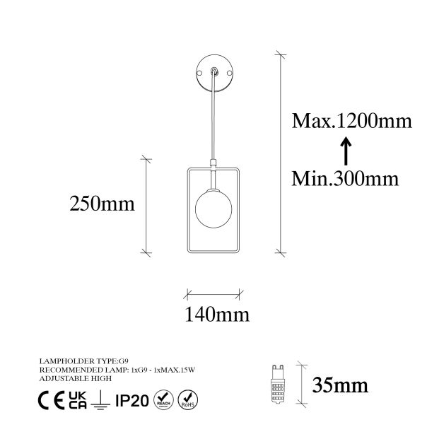 OPVIQ Zidna lampa Geometri 11110, crna/bela - EP3006934