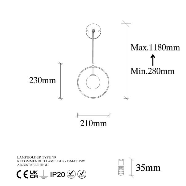 OPVIQ Zidna lampa Geometri 11125, crna/bela - EP3006943