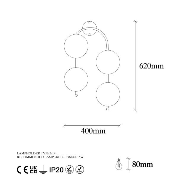 OPVIQ Zidna lampa Jewel 10595, crna/bela - EP3006988