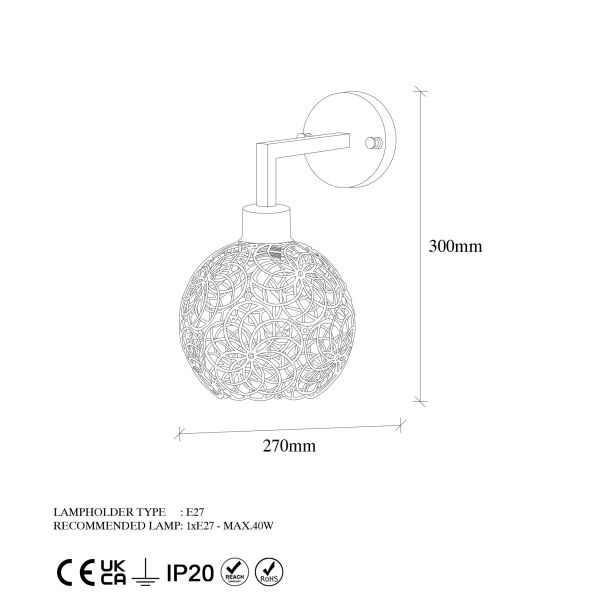 OPVIQ Zidna lampa Hay 11870, crna - EP3009052