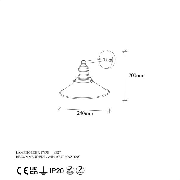 OPVIQ Zidna lampa Conical 12196, zlatna - EP3009070