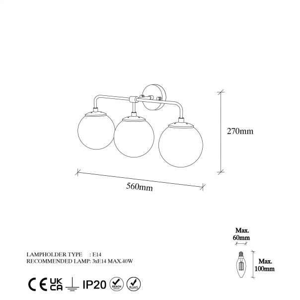 OPVIQ Zidna lampa Horn 12208, crna/providna - EP3009079