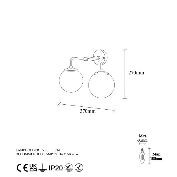 OPVIQ Zidna lampa Horn 12210, bela/zlatna - EP3009082
