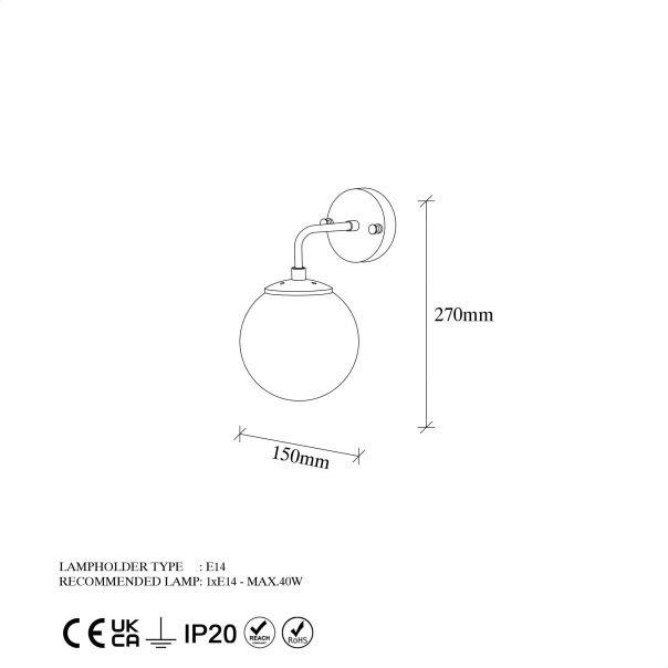 OPVIQ Zidna lampa Horn 12216, zlatna - EP3009091