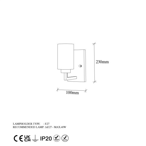 OPVIQ Zidna lampa Hania 13176, crna/bela - EP3009139