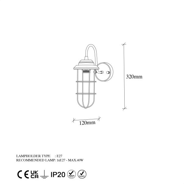 OPVIQ Zidna lampa Mahoni 13205, crna - EP3009148