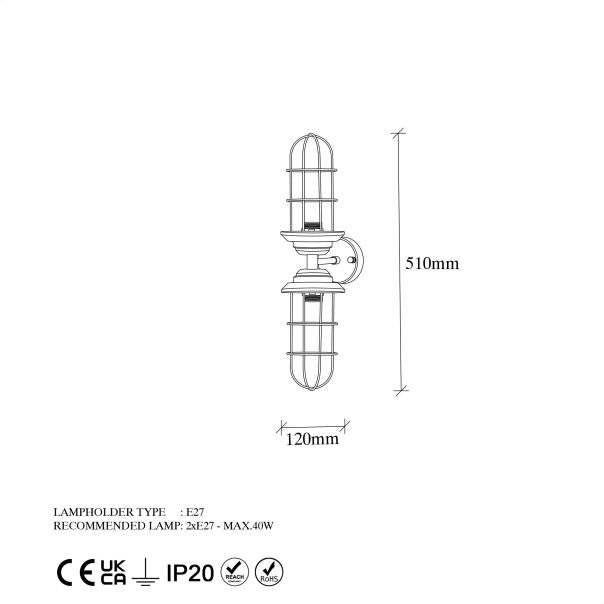 OPVIQ Zidna lampa Mahoni 13207, crna - EP3009154