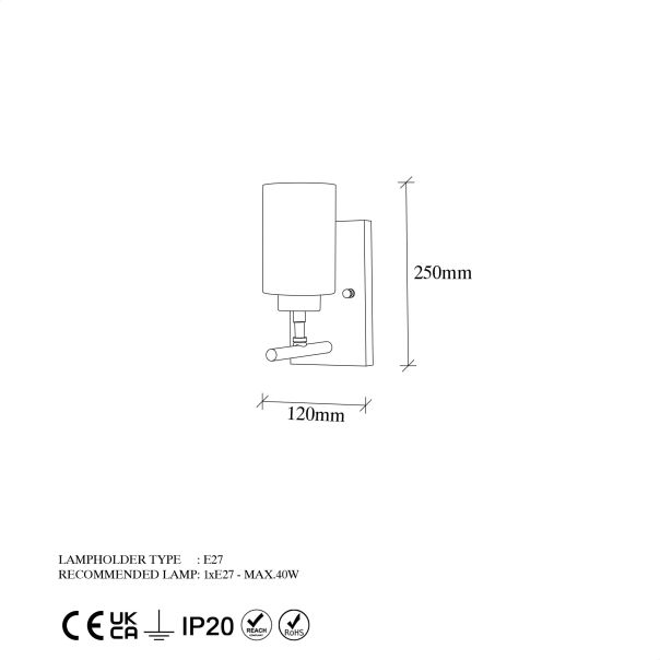 OPVIQ Zidna lampa Yensuk 13120, bela/zlatna - EP3009157