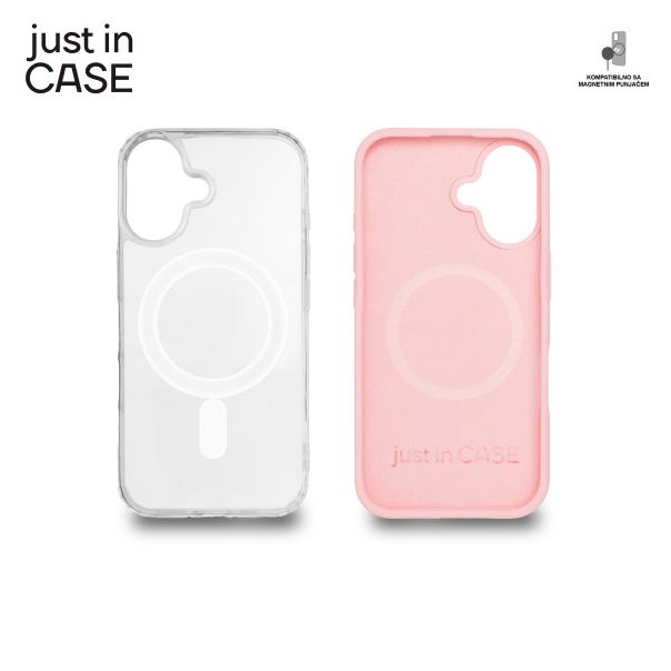 JUST IN CASE 2u1 Extra case MAG MIX PLUS paket za iPhone 16, roza - MAGPL116PK