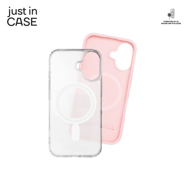 JUST IN CASE 2u1 Extra case MAG MIX PLUS paket za iPhone 16, roza - MAGPL116PK