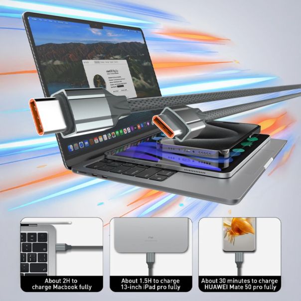 Data kabl LDNIO LC442C 100w, Type C na Type C sivi 2m - 224848