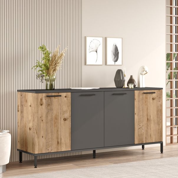 HANAH HOME Komoda Rl4-Aa, braon/antracit - 956LCS1587