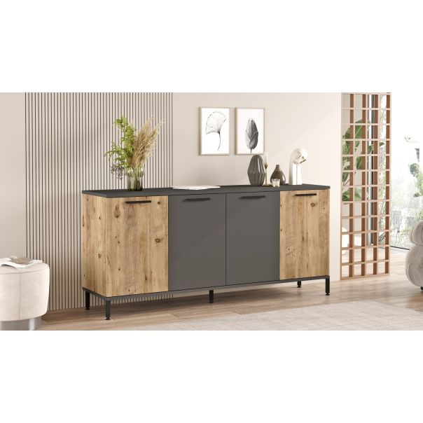 HANAH HOME Komoda Rl4-Aa, braon/antracit - 956LCS1587