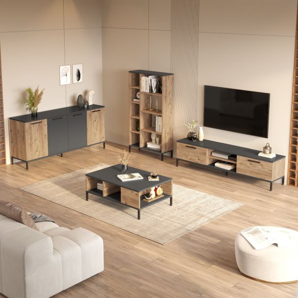 HANAH HOME Set nameštaja za dnevnu sobu RL6-AA, braon/antracit - 956LCS1671