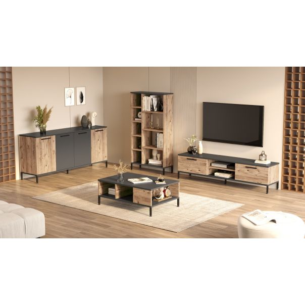 HANAH HOME Set nameštaja za dnevnu sobu RL6-AA, braon/antracit - 956LCS1671