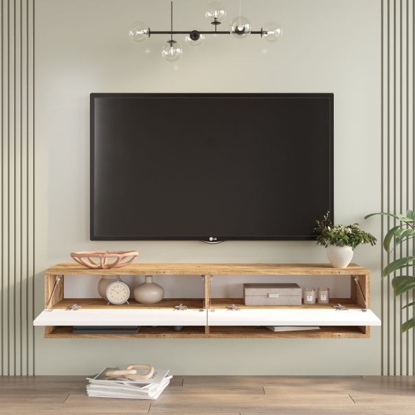 HANAH HOME TV komoda Fr11-Aw, bela/svetlobraon - 956LCS1678