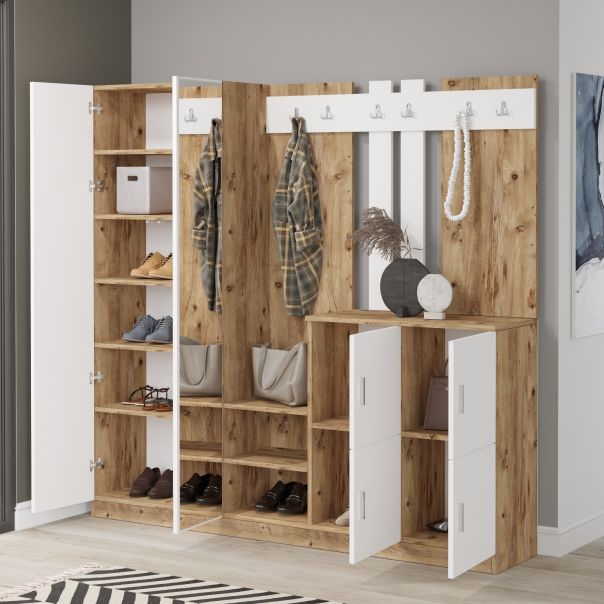 HANAH HOME Ormar za predsoblje sa čivilukom Dd9-Aw, bela/braon - EP2799694