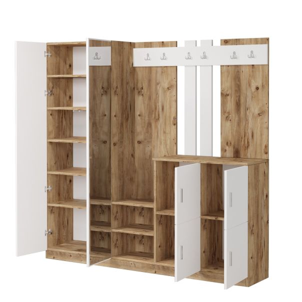 HANAH HOME Ormar za predsoblje sa čivilukom Dd9-Aw, bela/braon - EP2799694