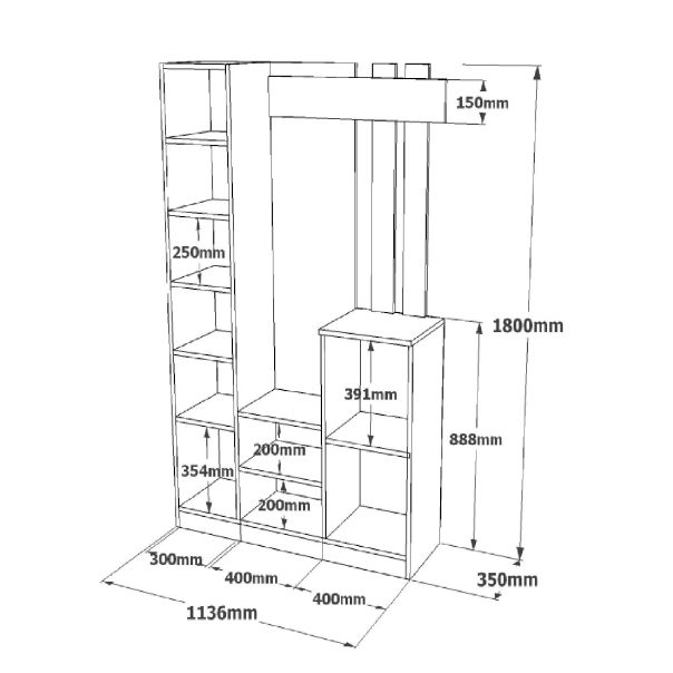 HANAH HOME Ormar za predsoblje sa čivilukom Dd7-W, bela - EP2799682