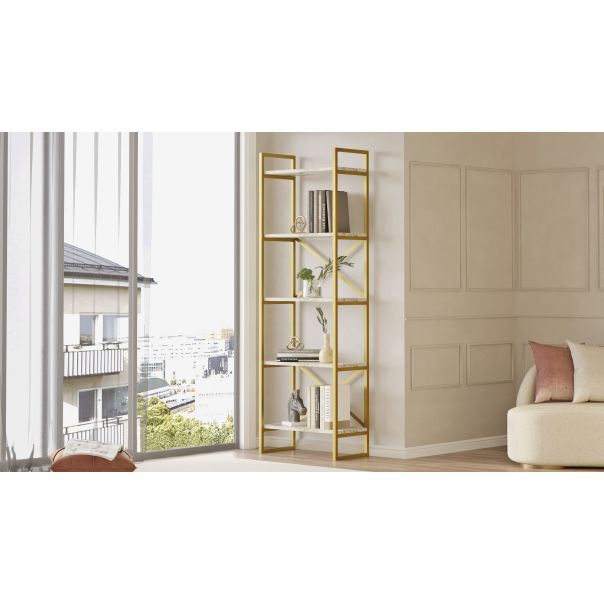 HANAH HOME Polica za knjige Vg3-Ge, krem/zlatna - 956LCS3142