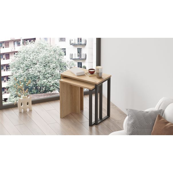 HANAH HOME Set klub stolova On7-S, antacit/krem - 195035