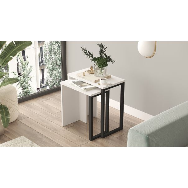 HANAH HOME Klub sto On7-W, bela/antacit - 195040