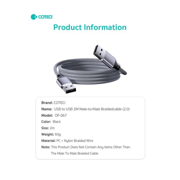 Kabl Coteci OF-067 USB nastavak 2.0 AM na AM 2m - EP3009613