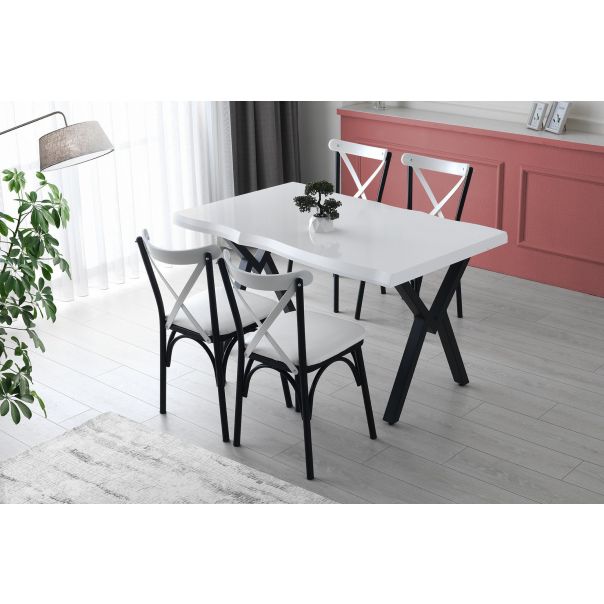 HANAH HOME Set trpezarijskih stolica Ekol 4/1, crna/bela - 974NMB1176