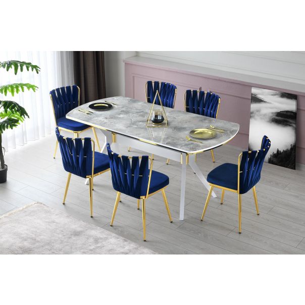 HANAH HOME Set trpezarijskih stolica Kusaklı  4/1, plava - 974NMB1182