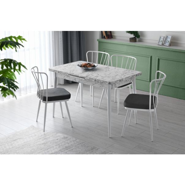 HANAH HOME Set trpezarijskih stolica Ilidiz  4/1, siva/bela - 974NMB1188