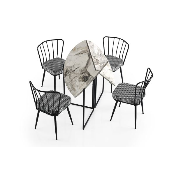HANAH HOME Trpezarijski sto Yaprak 1203, crna/bela - 974NMB1518