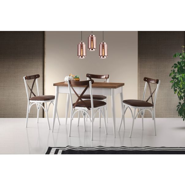 HANAH HOME Trpezarijski sto Dolunay, braon/bela - 974NMB1522