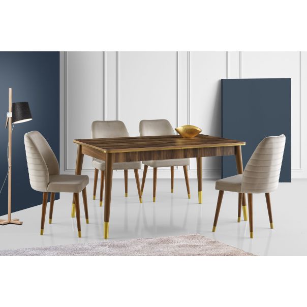 HANAH HOME Trpezarijski sto Flora, braon/zlatna - 974NMB1524