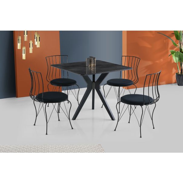 HANAH HOME Trpezarijski sto Kare Ares, crna - 974NMB1525