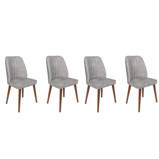 HANAH HOME Set trpezarijskih stolica 4/1 Alfa-468, siva/braon - 194859