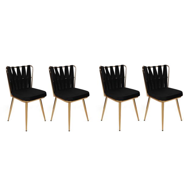 HANAH HOME Set trpezarijskih stolica 4/1 Kuşaklı-211, crna/zlatna - 174068-1