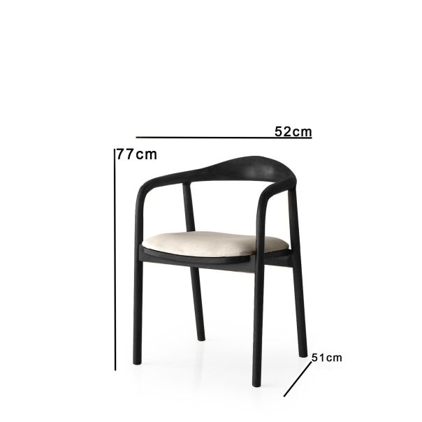 HANAH HOME Trpezarijska stolica PA 031, crna/krem - 974NMB1707