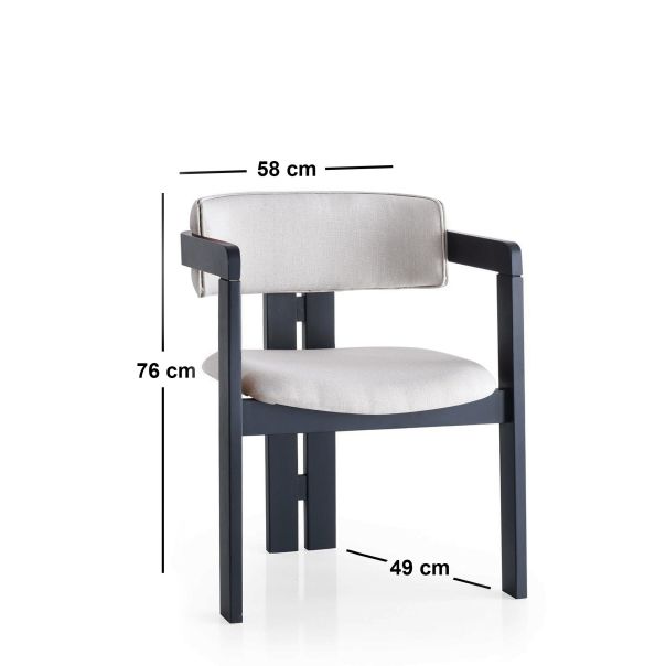 HANAH HOME Trpezarijska stolica CO-045, crna/krem - 974NMB1770