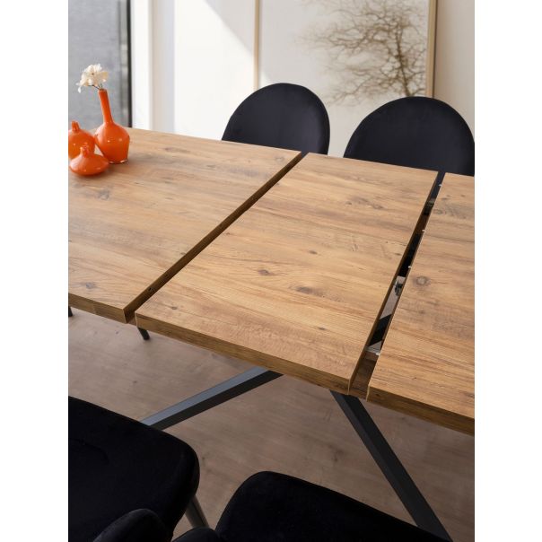 HANAH HOME Trpezarijski produživi sto Falcon - 2961, braon/crna - EP3057722