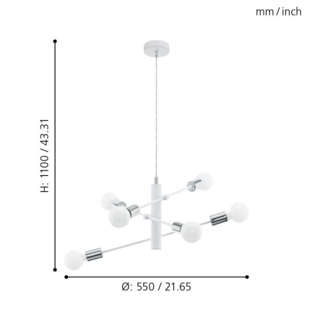 EGLO Visilica Gradoli E27 6X60W - 98016