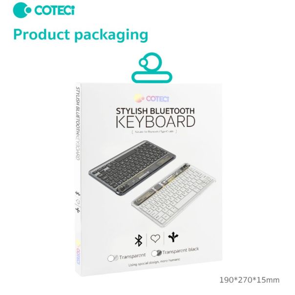 Tastatura Coteci Crystal 84008 Wireless transparent crna - EP3055693