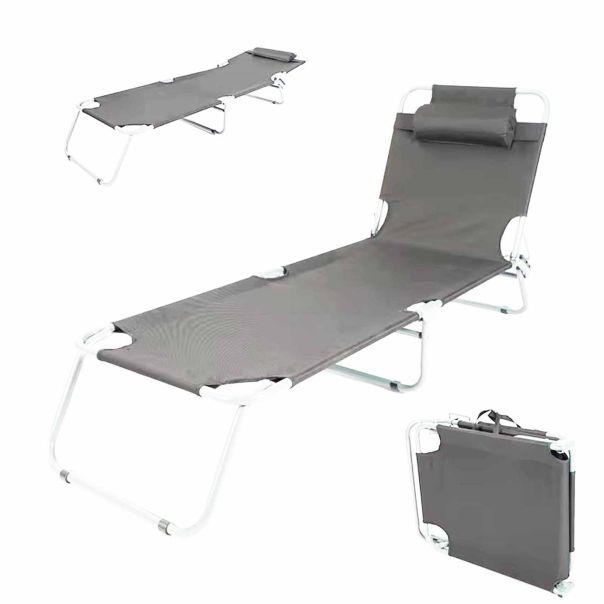 eHomeGarden Ležaljka sa jastukom siva - 99-710000